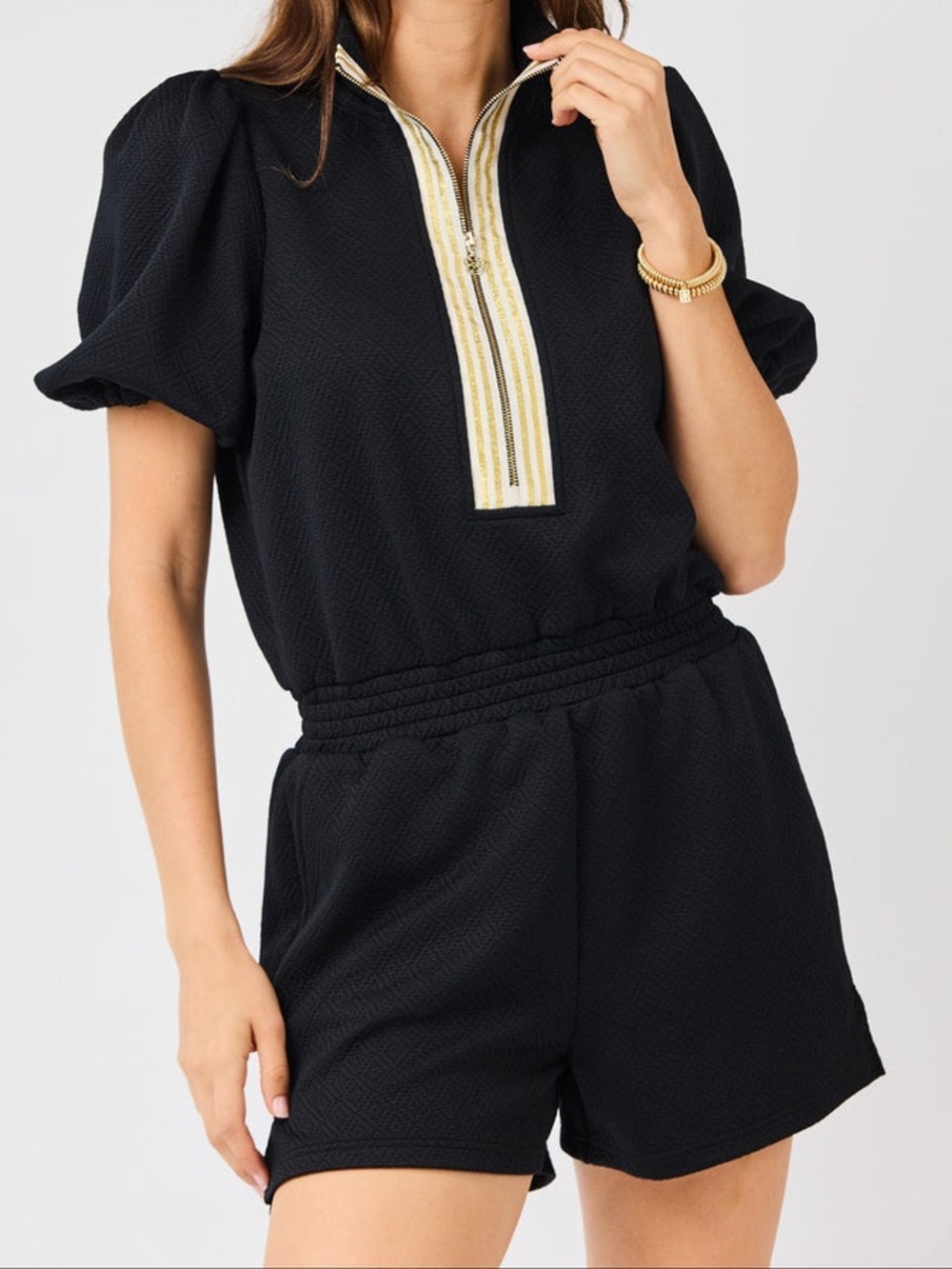 Mary Square Andie Romper - Black